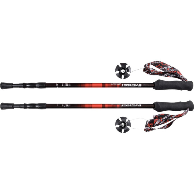 Палки треккинговые TECH TEAM EVEREST 3-х секции, Red, 105-135 см NN009019